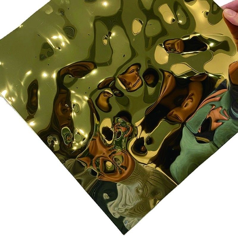 Custom kleur SS304 spiegel goud water effect roestvrij staal decoratieve water rimpels plaat voor restaurant decoratie